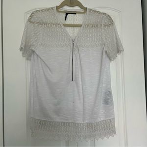 THE KOOPLES Women's White Top with Sculls Lace Size L